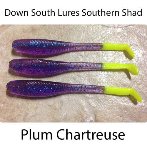 Down South Lures Southern Shad Plum Chartreuse