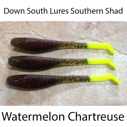 Down South Lures Southern Shad Watermelon Red Chartreuse