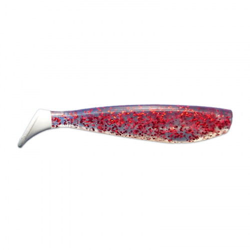 KWIGGLERS 4 INCH PADDLE TAIL CLEAR RED METAL FLAKE COOL