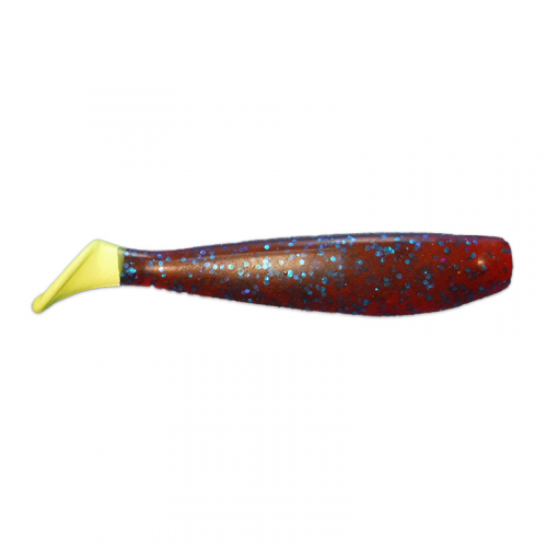 KWIGGLERS 4 INCH PADDLE TAIL PLUM BLUE METAL FLAKE CHARTREUSE
