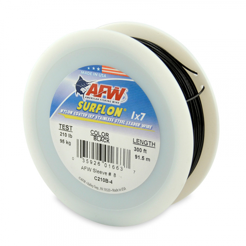 AFW SURFLON NYLON COATED STAINLESS STEEL LEADER WIRE BLACK C210B-4