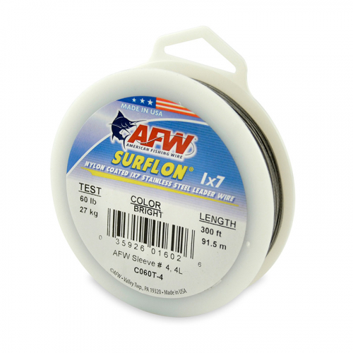 AFW SURFLON NYLON COATED STAINLESS STEEL LEADER WIRE BRIGHT C060T-4