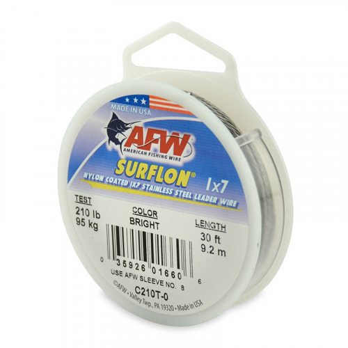 AFW SURFLON NYLON COATED STAINLESS STEEL LEADER WIRE BRIGHT C210T-0