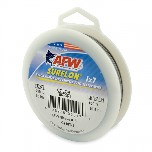 AFW SURFLON NYLON COATED STAINLESS STEEL LEADER WIRE BRIGHT C210T-1