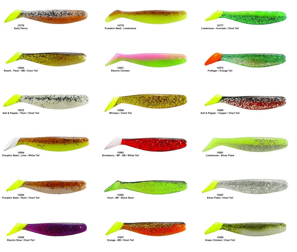 Hogie Lures 10545 10Pk Electric Blue/Chart Tail Soft Plastic 4In Fishing Lure