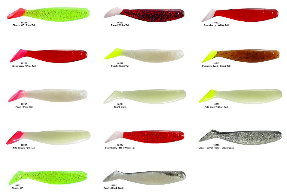 Hogie Lures 10292 10Pk Black/Red Flake/Chartreuse Soft Plastic 4In Fishing Lure 